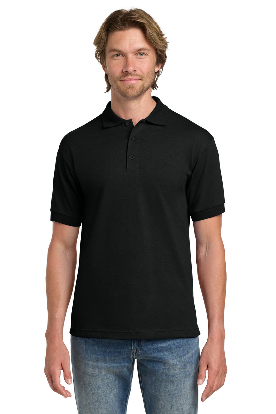 Gildan 8800 Black polo - custom embroidery by Deerfield Custom Prints